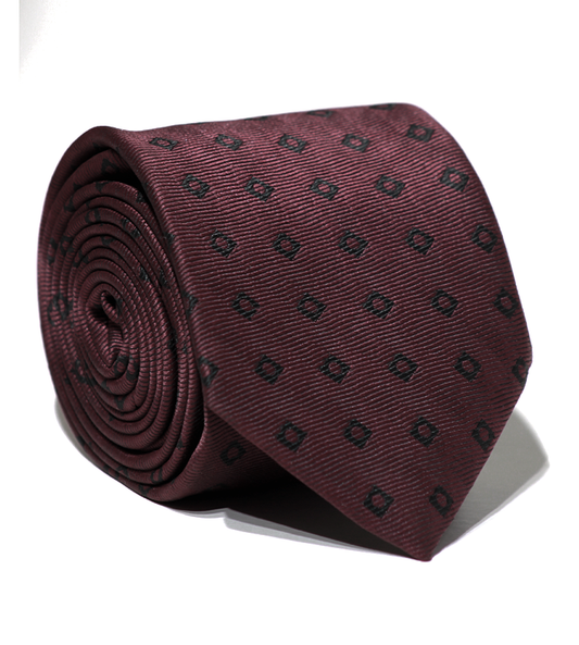 Luxury Brgundy/Black Square Jacquard Tie