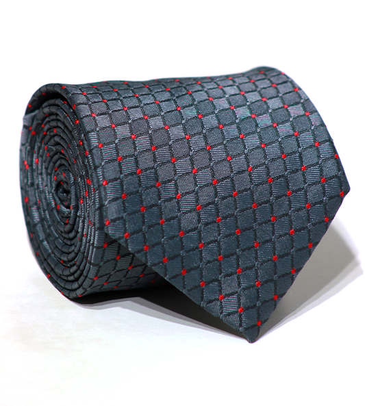 Luxury Gray/Red Dots Jacquard Tie