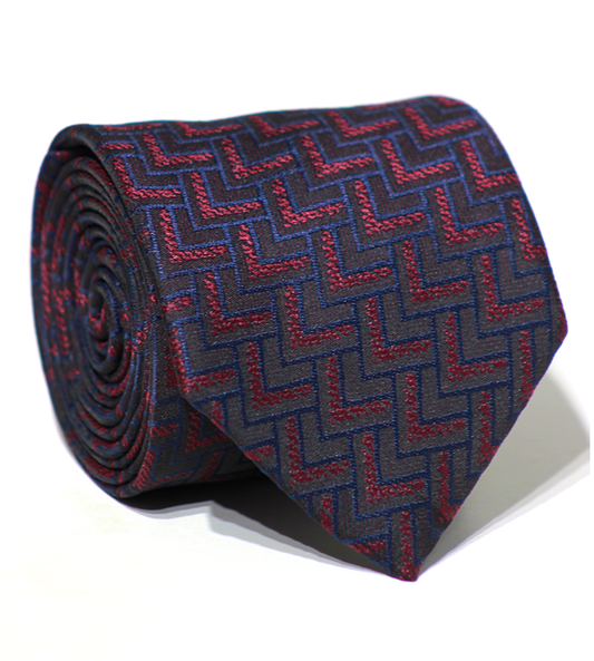 Cravate Jacquard Luxe Bordeaux~Bleu