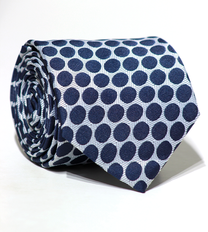 Luxury White/Navy Blue Jacquard Tie