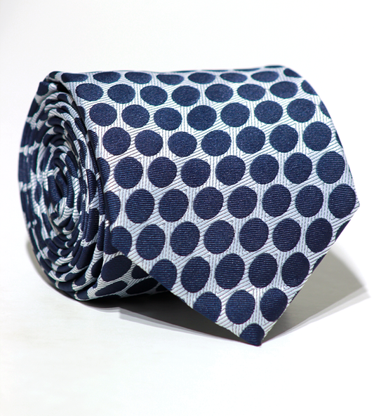 Luxury White/Navy Blue Jacquard Tie