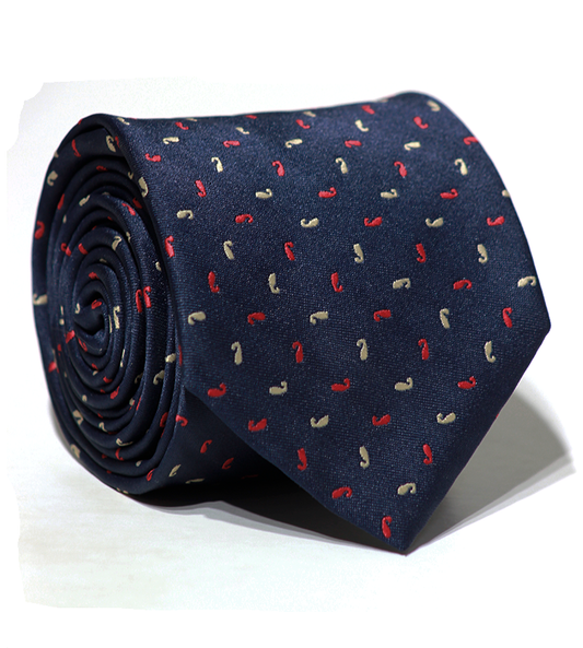 Luxury Navy Blue/Red Jacquard Tie