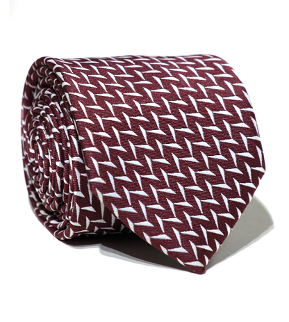 Luxury Maroon~White Jacquard Tie
