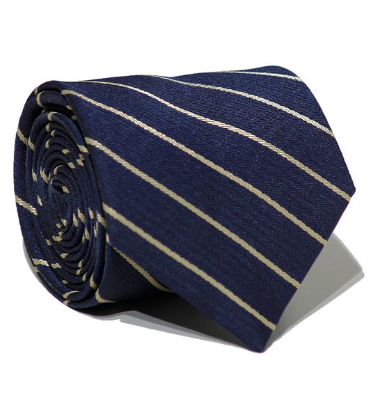 Luxury Navy Blue/Off White Jacquard Tie