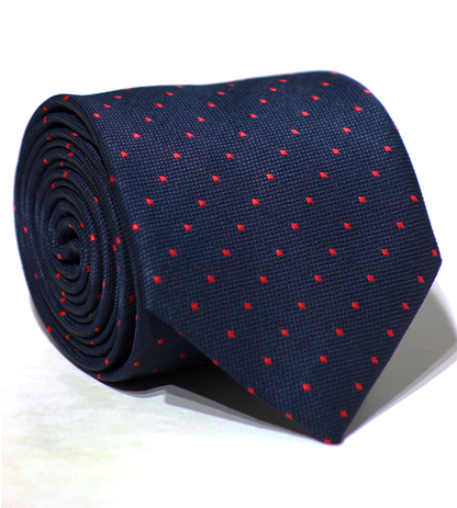Luxury Navy Blue/Red Jacquard Tie