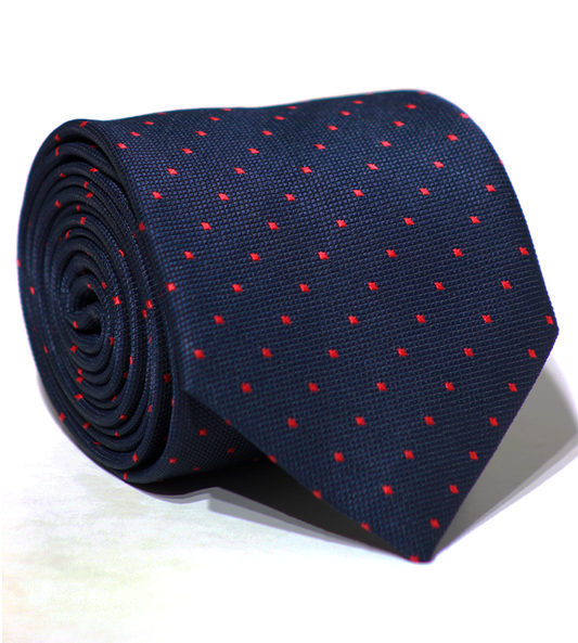 Luxury Navy Blue/Red Jacquard Tie