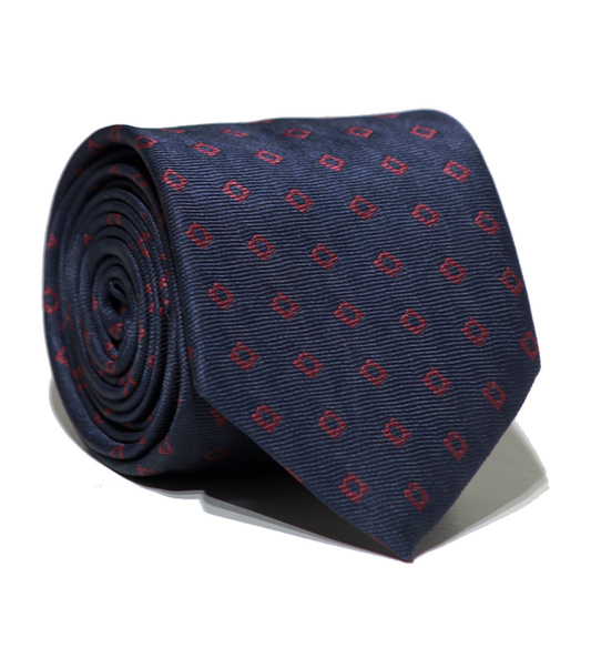Luxury Navy Blue/Red Jacquard Tie
