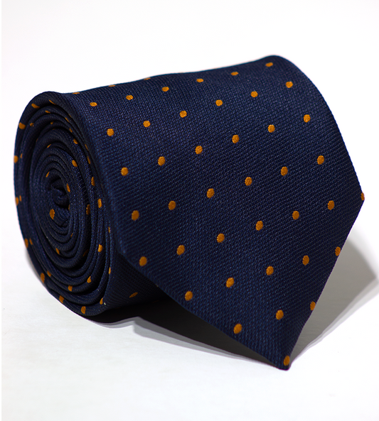 Luxury Navy Blue/Orange Jacquard Tie