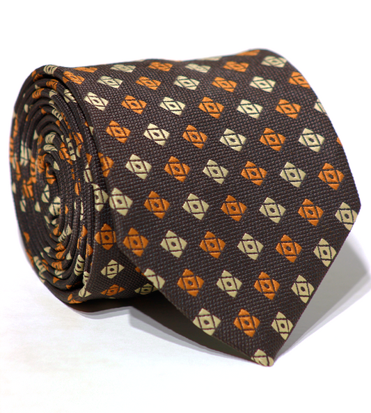 Luxury Brown/Orange/Beige Jacquard Tie