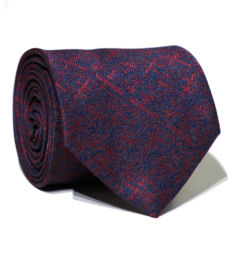 Luxury Navy~Red Jacquard Tie