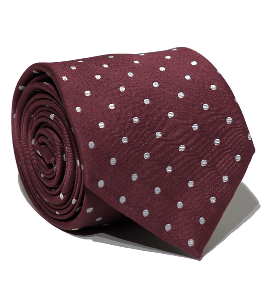 Luxury Maroon/White Dots Jacquard Tie