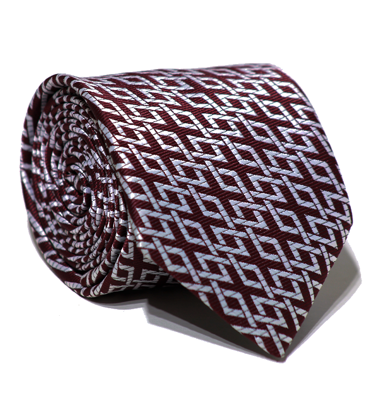 Luxury Maroon~White Jacquard Tie
