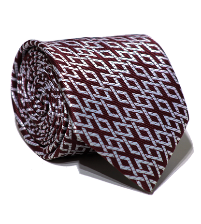 Luxury Maroon~White Jacquard Tie