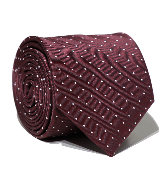 Luxury Maroon/White dots Jacquard Tie