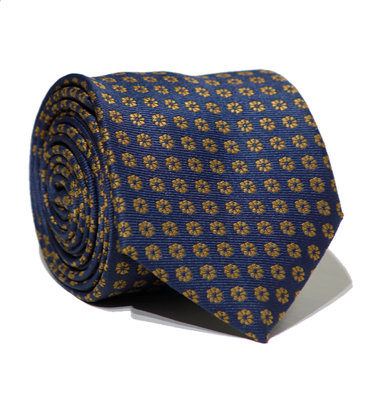 Luxury Navy Blue/Gold Jacquard Tie