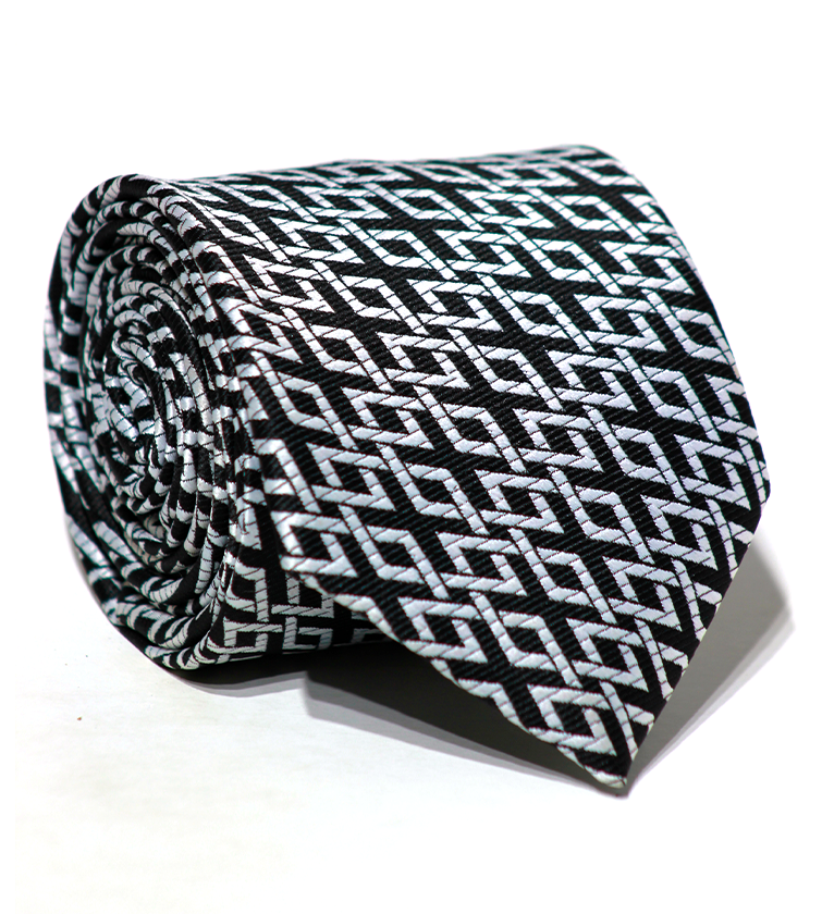 Luxury Black~White Jacquard Tie