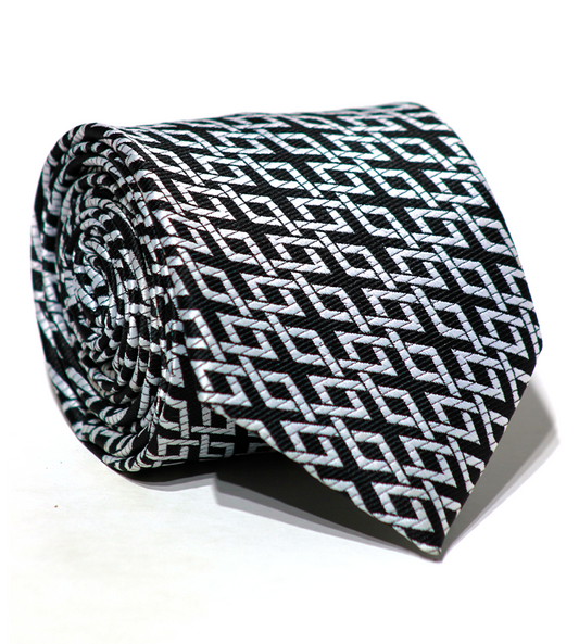 Luxury Black~White Jacquard Tie
