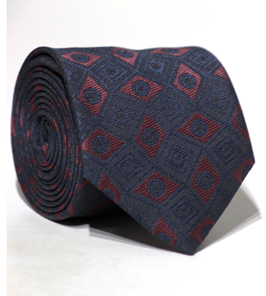 Luxury Navy~Red Jacquard Tie