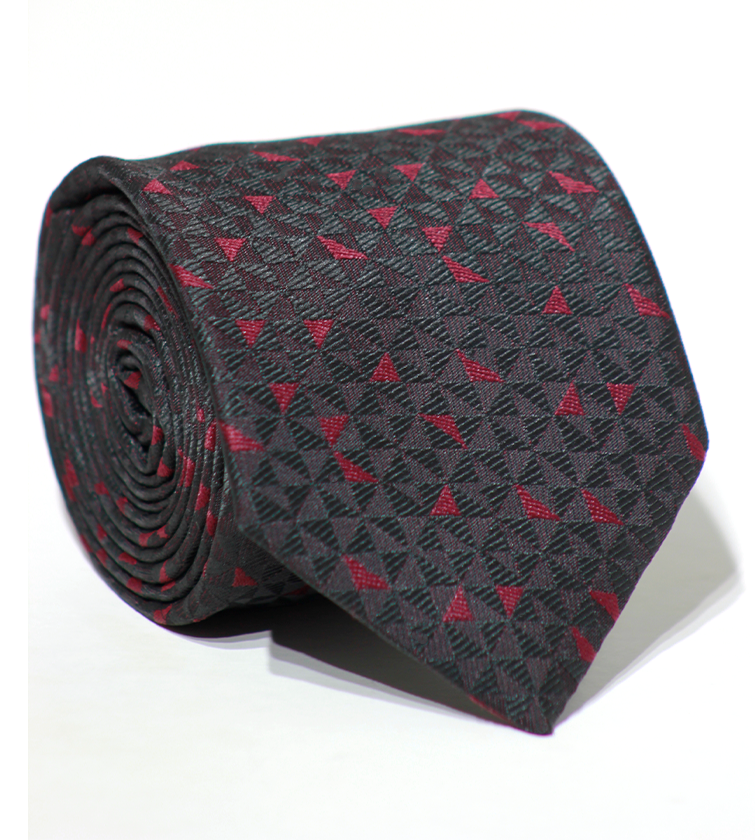 Cravate Jacquard Luxe Noir~Rouge