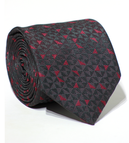 Cravate Jacquard Luxe Noir~Rouge