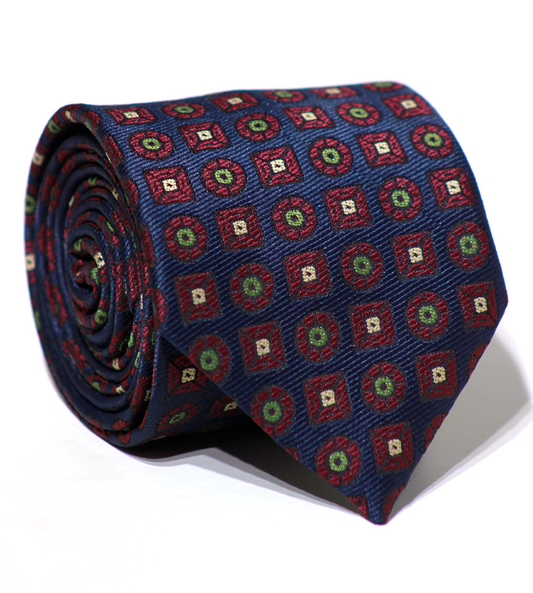 Luxury Navy Blue/Red Jacquard Tie