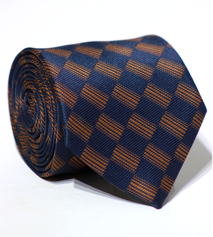 Luxury Navy Blue/Bronze Jacquard Tie