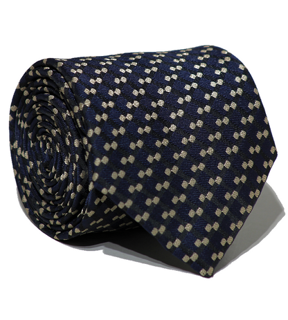 Luxury Navy Blue/Off White Jacquard Tie