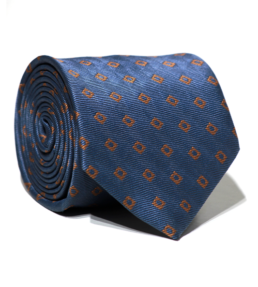 Luxury Blue/Orange Jacquard Tie