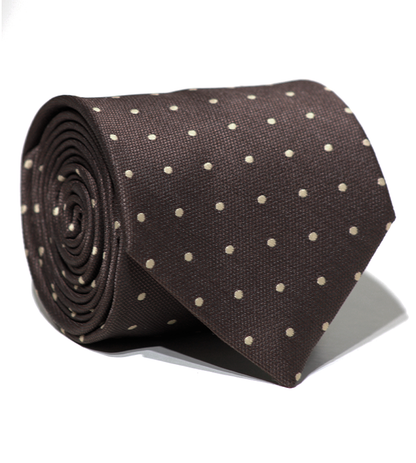 Luxury Dark Brown/Beige Dots Jacquard Tie