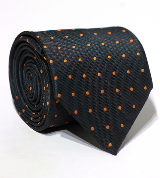 Luxury Black/Orange Dots Jacquard Tie