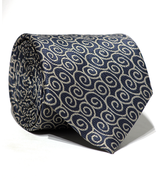 Luxury Navy~Beige Jacquard Tie
