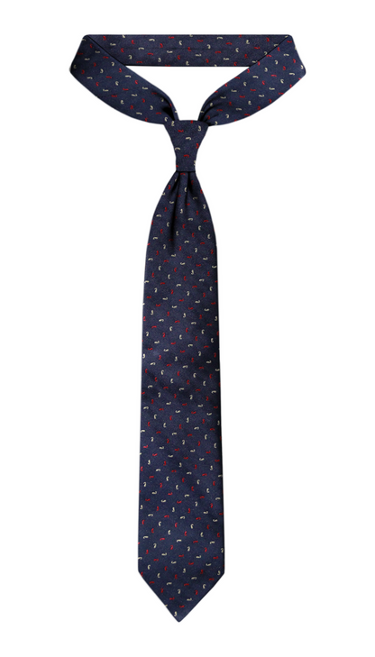 Luxury Navy Blue/Red Jacquard Tie