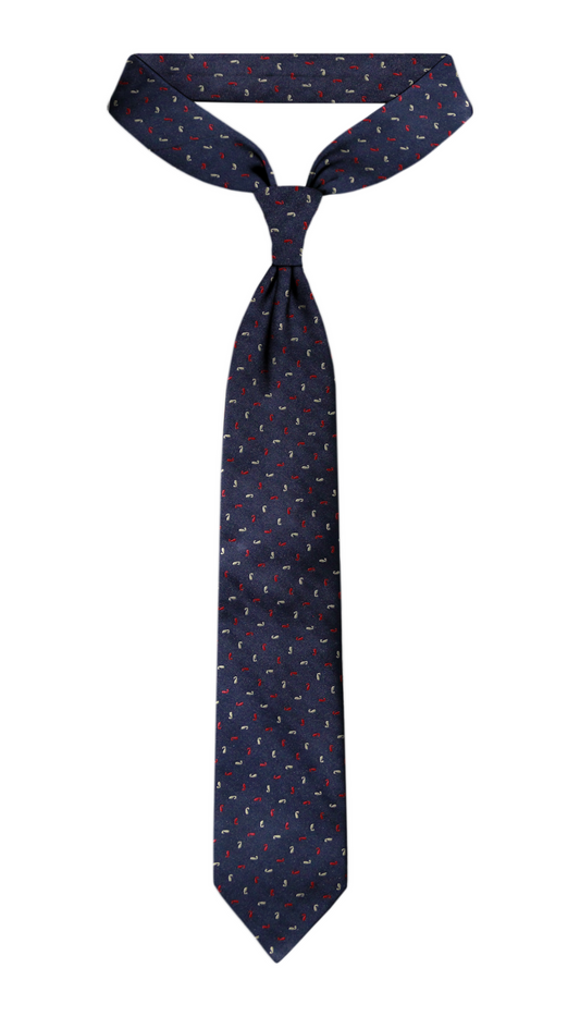 Luxury Navy Blue/Red Jacquard Tie