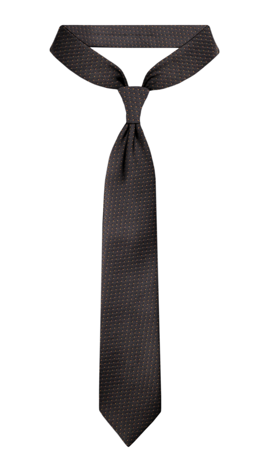 Luxury Dark Brown/Orange Dots Jacquard Tie