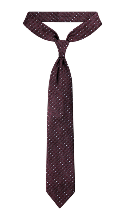 Luxury Burgundy/White Dots Jacquard Tie