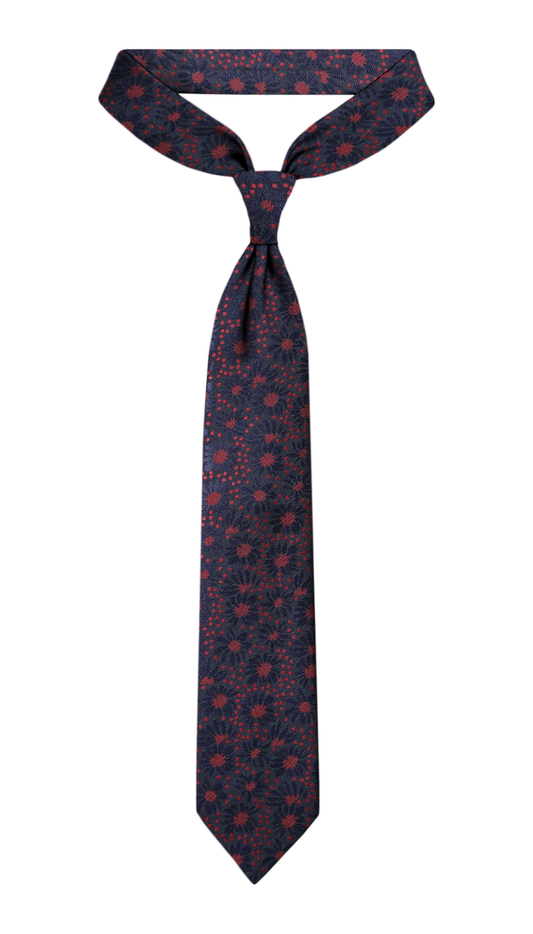 Luxury Navy Blue/Red Jacquard Tie