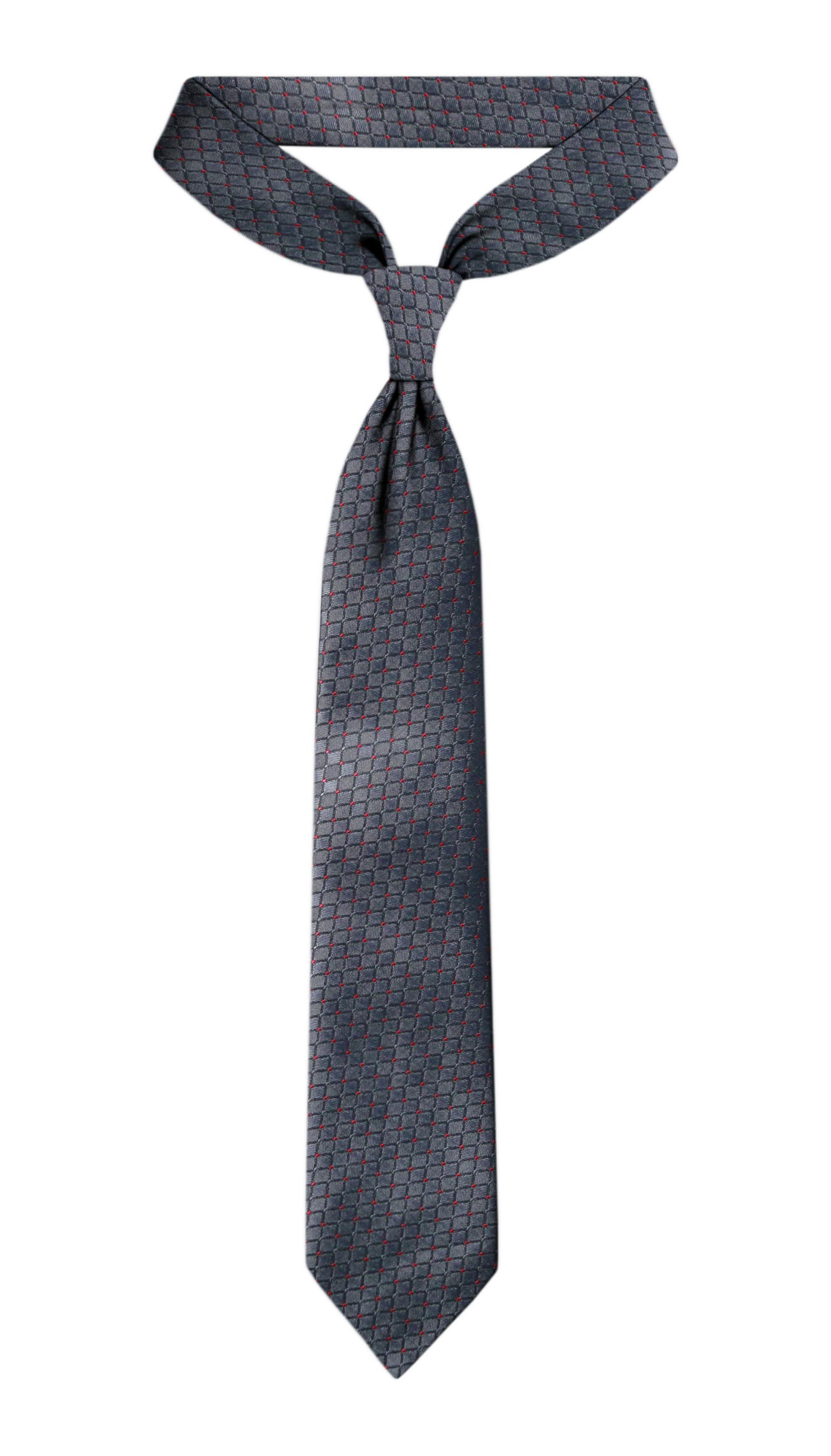 Luxury Gray/Red Dots Jacquard Tie
