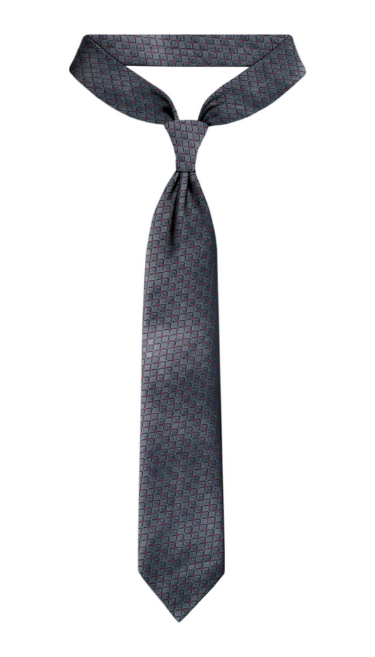 Luxury Gray/Red Dots Jacquard Tie