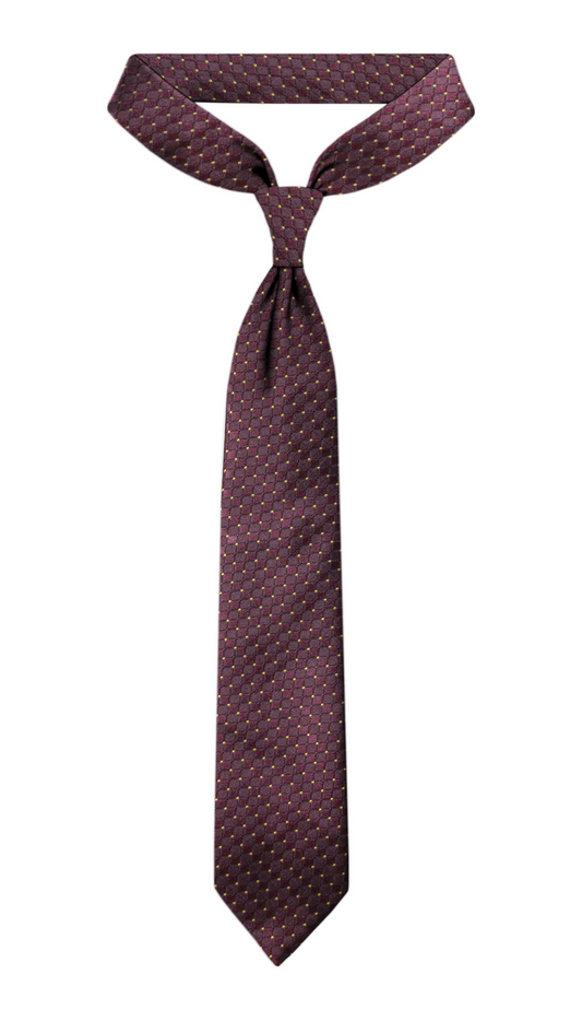 Luxury Burgundy/Yellow Dots Jacquard Tie