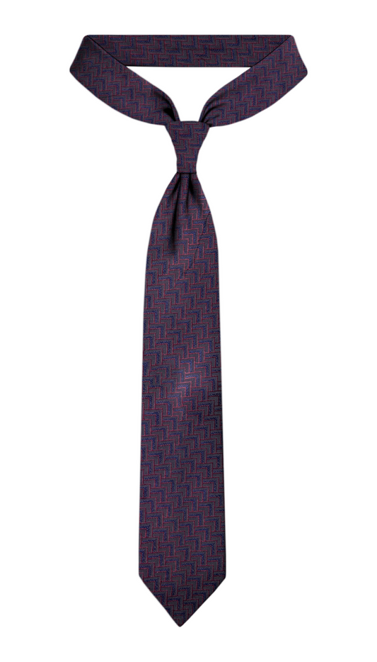 Luxury Maroon~Navy Jacquard Tie