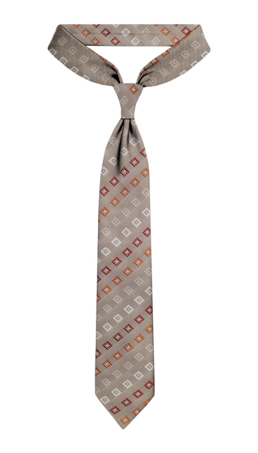 Luxury Mixed Beige/Red/Orange Silk Tie