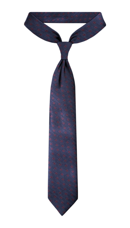 Luxury Navy Blue/Red Jacquard Tie