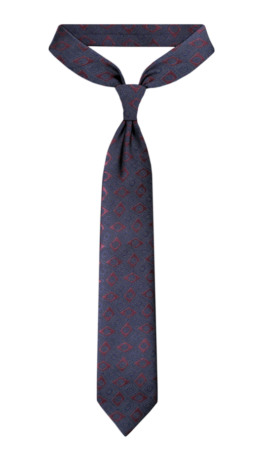 Luxury Navy~Red Jacquard Tie