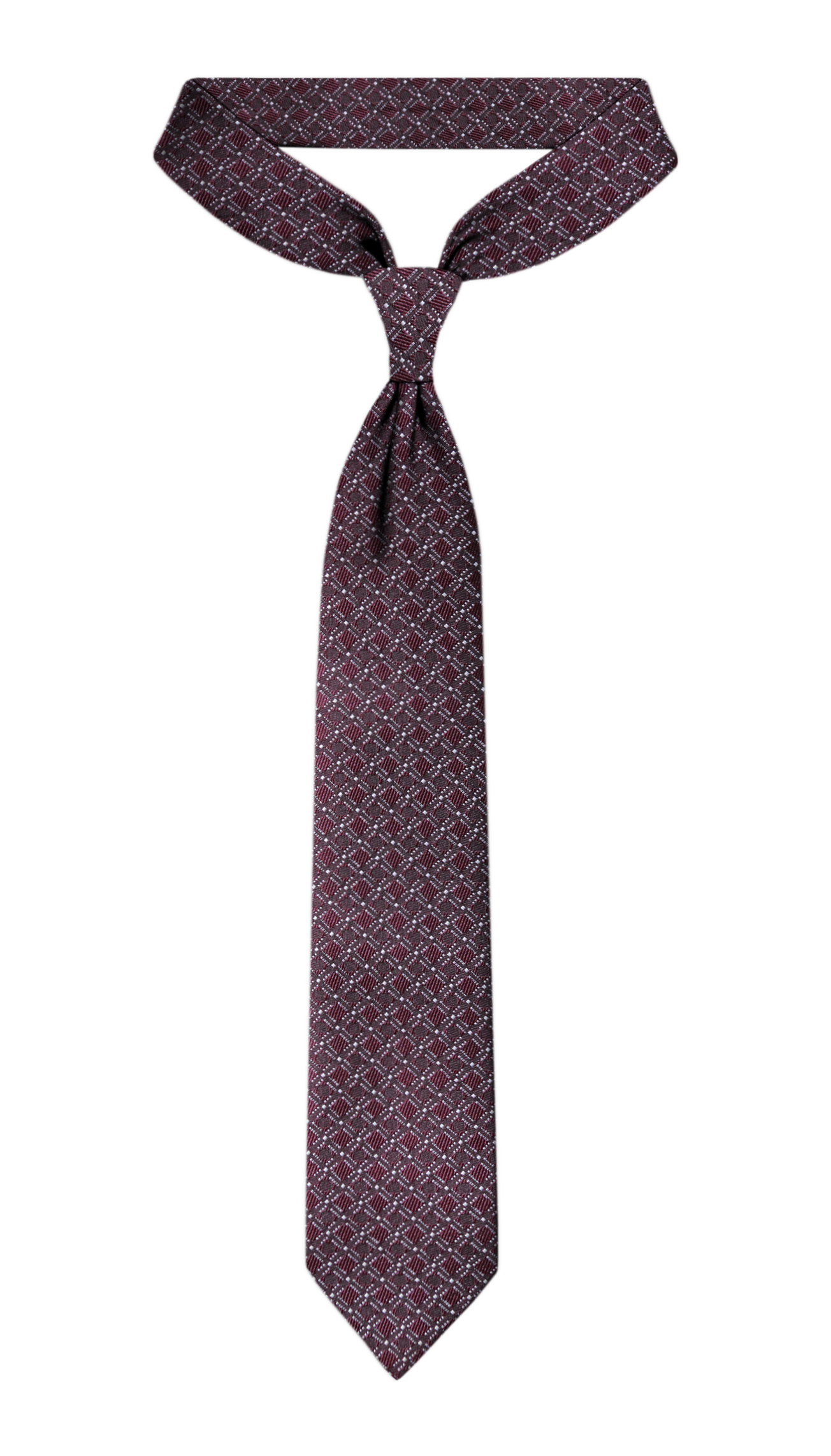 Luxury Maroon~White Jacquard Tie