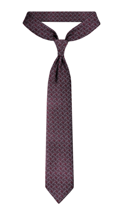 Luxury Maroon~White Jacquard Tie