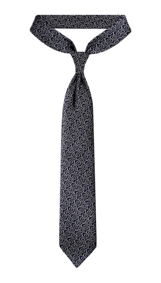 Luxury Navy~Beige Jacquard Tie