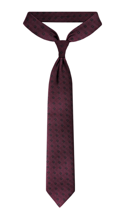 Luxury Brgundy/Black Square Jacquard Tie
