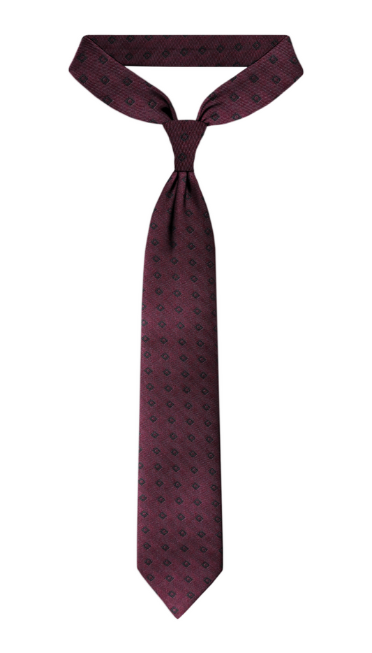 Luxury Brgundy/Black Square Jacquard Tie