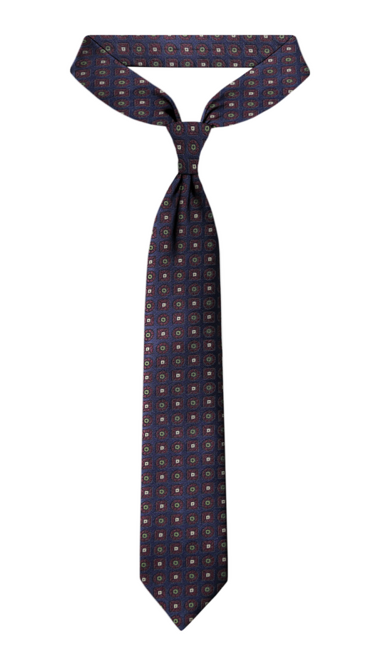 Luxury Navy Blue/Red Jacquard Tie