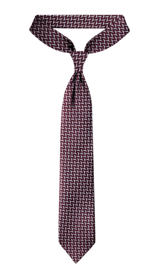 Luxury Maroon~White Jacquard Tie